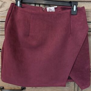Sadie & Sage Burgundy Faux Suede Skirt